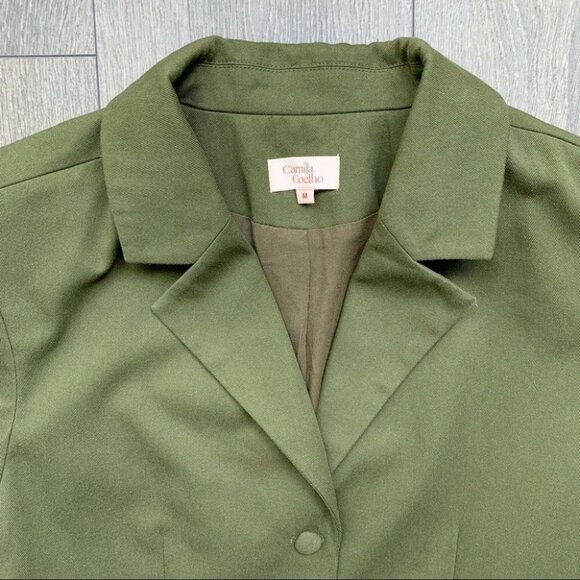 Camila Coelho Revolve Leticia Blazer Jacket Olive Green Cropped Size Medium - Picture 10 of 17